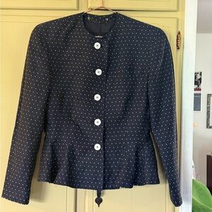 Louis Feraud Navy and White Polka Dot Blazer- Quiet Luxury
